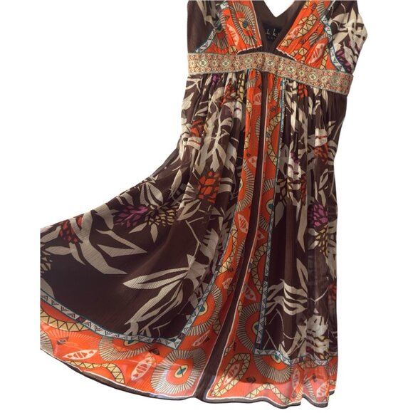 Nicole Miller Collection 100% Silk Sleeveless Fit-n-Flare Lined Dress Sz 0 - Picture 3 of 6